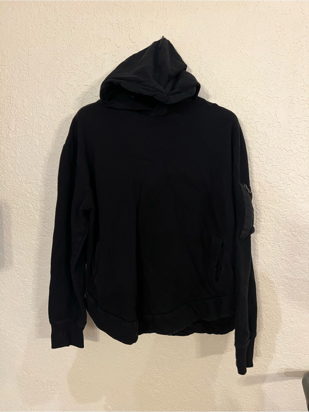 Men's Black Hoodie with Sleeve Pocket